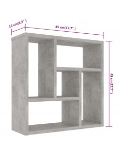 Scaffale a Parete Grigio Cemento 45,1x16x45,1 Legno Multistrato