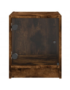 Comodini con Ante in Vetro 2pz Rovere Fumo 35x37x42 cm 2