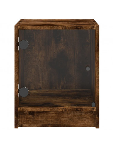 Comodini con Ante in Vetro 2pz Rovere Fumo 35x37x42 cm