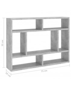 Scaffale a Parete Grigio Cemento 75x16x55 cm Legno Multistrato