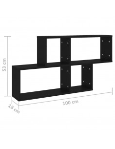 Scaffale a Parete Nero 100x18x53 cm in Legno Multistrato