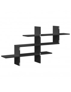 Scaffale a Parete Nero 124,5x18x60,5 cm in Truciolato 2