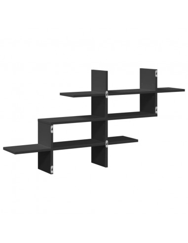 Scaffale a Parete Nero 124,5x18x60,5 cm in Truciolato