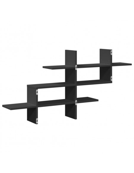Scaffale a Parete Nero 124,5x18x60,5 cm in Truciolato