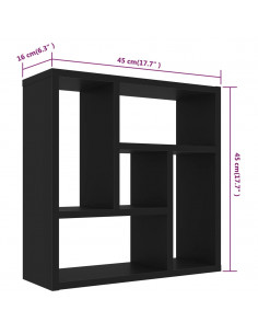Scaffale a Parete Nero 45,1x16x45,1 cm in Legno Multistrato 2