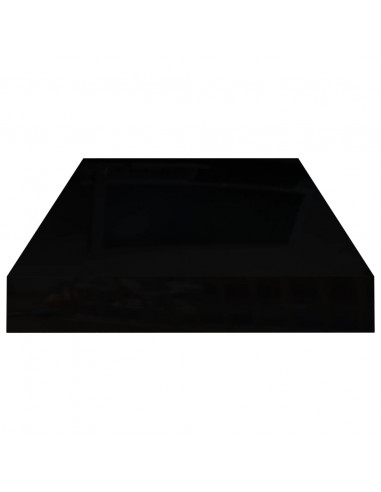 Scaffale a Parete Nero Lucido 50x23x3,8 cm in MDF