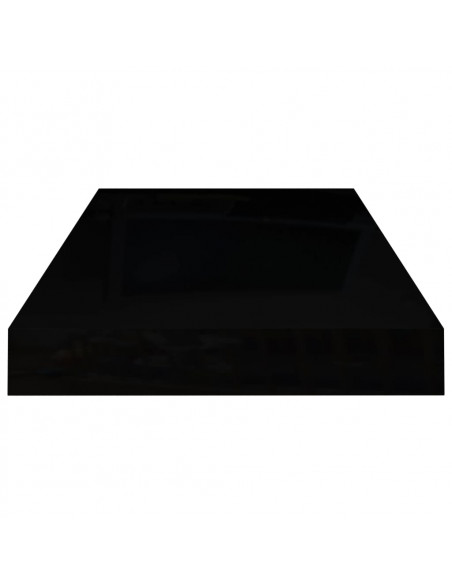 Scaffale a Parete Nero Lucido 50x23x3,8 cm in MDF