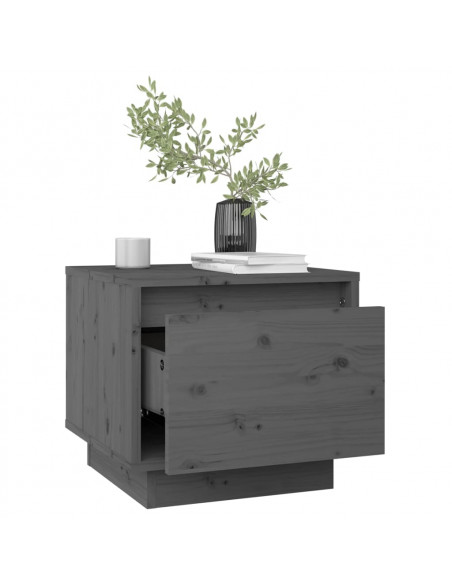 Comodini 2 pz Grigi 35x34x32 cm in Legno Massello di Pino