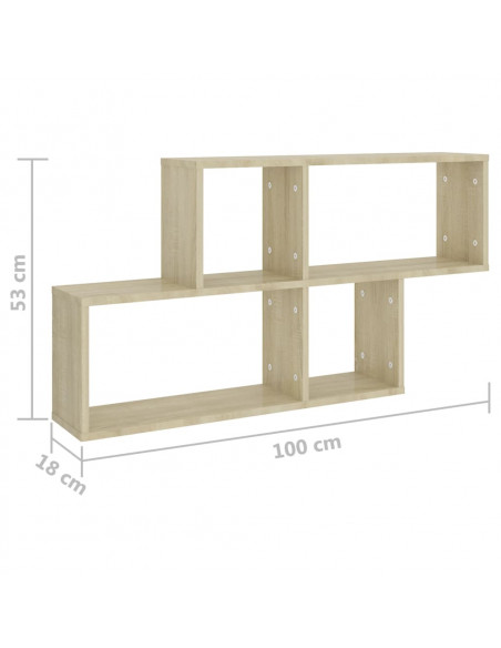 Scaffale a Parete Rovere Sonoma 100x18x53 cm Legno Multistrato