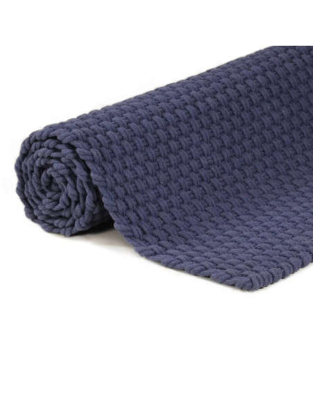 Tappeto Rettangolare Blu Marino 160x230 cm in Cotone