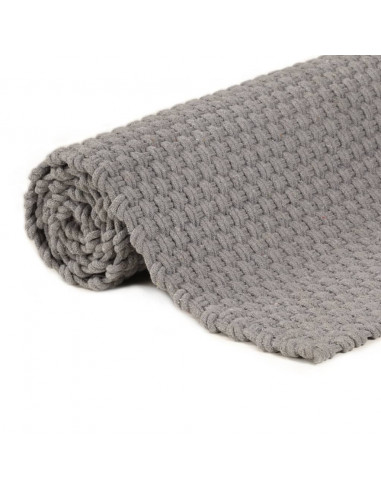Tappeto Rettangolare Grigio 120x180 cm in Cotone