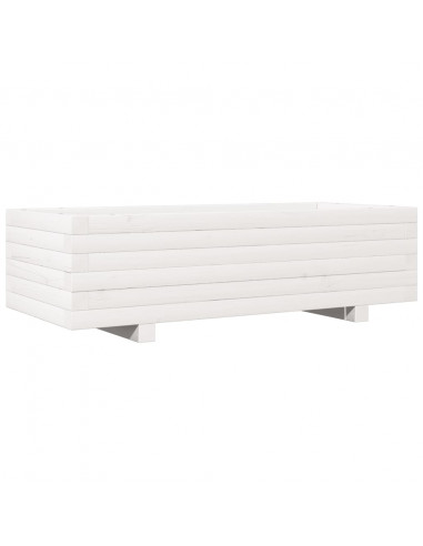 Fioriera da Giardino Bianca 90x40x26,5cm Legno Massello di Pino