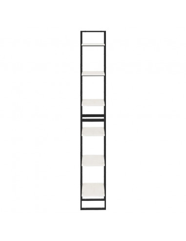 Scaffale Alto Bianco 40x30x210 cm in Legno Massello di Pino