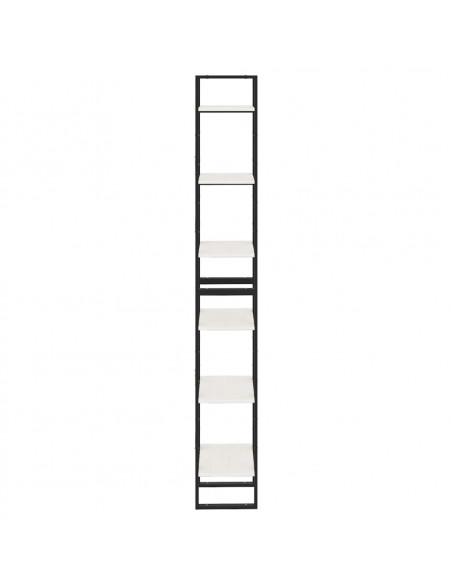 Scaffale Alto Bianco 40x30x210 cm in Legno Massello di Pino