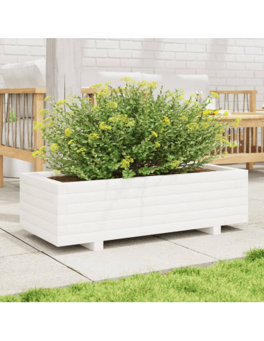 Fioriera da Giardino Bianca 90x40x26,5cm Legno Massello di Pino