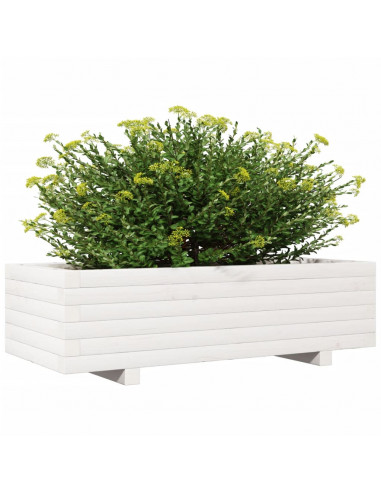 Fioriera da Giardino Bianca 90x40x26,5cm Legno Massello di Pino