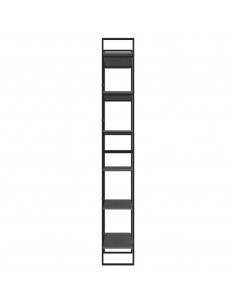 Scaffale Alto Grigio 100x30x210 cm in Legno Massello di Pino 2