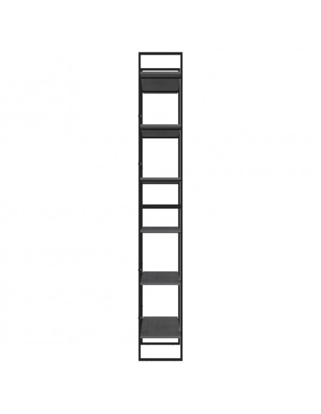 Scaffale Alto Grigio 100x30x210 cm in Legno Massello di Pino