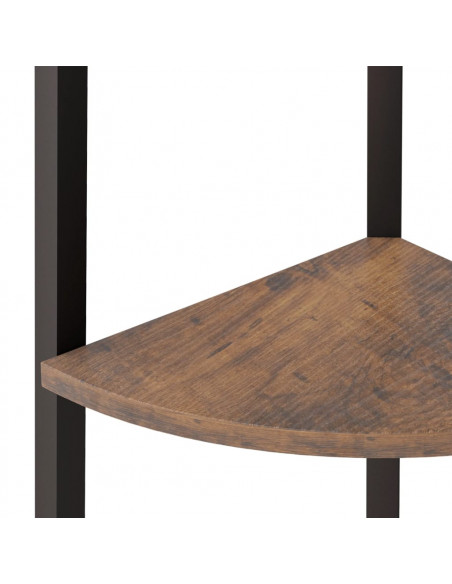 Scaffale Angolare 3 Livelli Marrone Scuro Nero 45,5x31,5x120cm