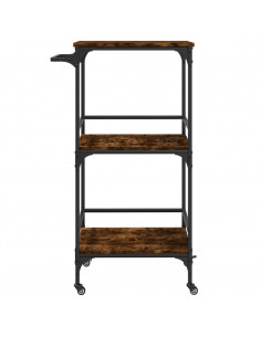 Carrello da Cucina Rovere Fumo 60,5x50x105 cm Legno Multistrato 2