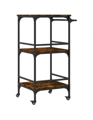 Carrello da Cucina Rovere Fumo 60,5x50x105 cm Legno Multistrato
