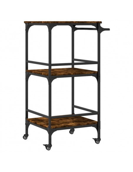 Carrello da Cucina Rovere Fumo 60,5x50x105 cm Legno Multistrato