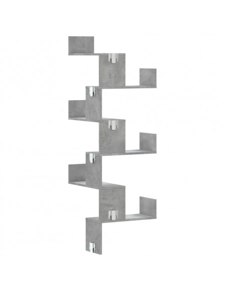 Scaffale Angolare a Muro Grigio Cemento 45x45x147cm Multistrato