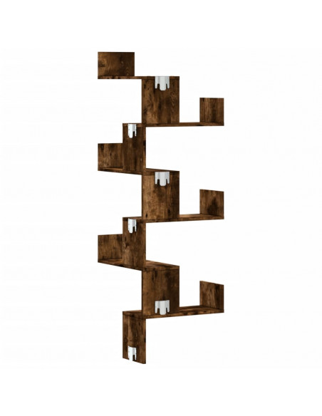 Scaffale Angolare a Muro Rovere Fumo 45x45x147 cm Multistrato