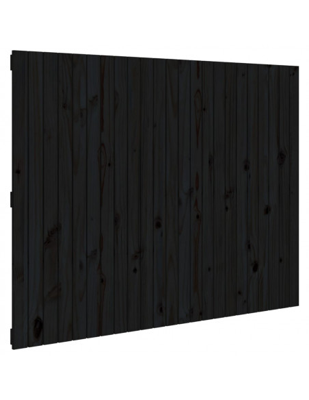 Testiera da Parete Nera 146,5x3x110cm in Legno Massello di Pino