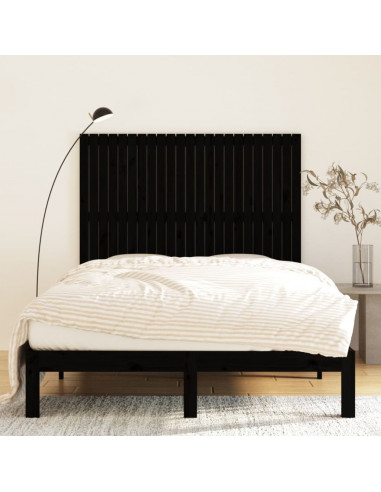 Testiera da Parete Nera 146,5x3x110cm in Legno Massello di Pino