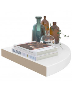 Scaffale Angolare a Parete Bianco Lucido 35x35x3,8 cm in MDF