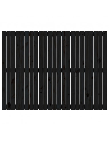 Testiera da Parete Nera 146,5x3x110cm in Legno Massello di Pino