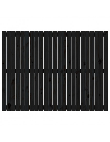 Testiera da Parete Nera 146,5x3x110cm in Legno Massello di Pino
