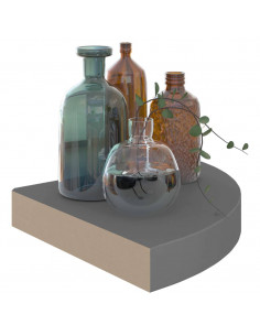 Scaffale Angolare a Parete Grigio Lucido 25x25x3,8 cm in MDF 2