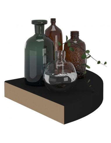 Scaffale Angolare a Parete Nero 25x25x3,8 cm in MDF