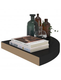 Scaffale Angolare a Parete Nero 35x35x3,8 cm in MDF