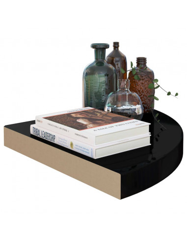 Scaffale Angolare a Parete Nero Lucido 35x35x3,8 cm in MDF