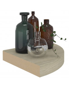 Scaffale Angolare a Parete Rovere 25x25x3,8 cm in MDF