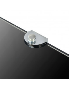 Scaffale Angolare con Supporti Cromati in Vetro Nero 25x25 cm