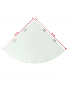 Scaffale Angolare con Supporti Cromati Vetro Bianco 45x45 cm