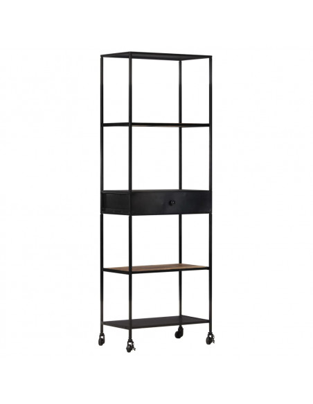 Libreria 60x35x180 cm in Legno di Mango Grezzo e Ferro