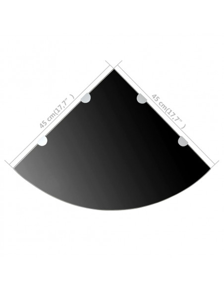 Scaffale Angolare con Supporti Cromati Vetro Nero 45x45 cm