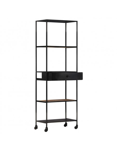 Libreria 60x35x180 cm in Legno di Mango Grezzo e Ferro