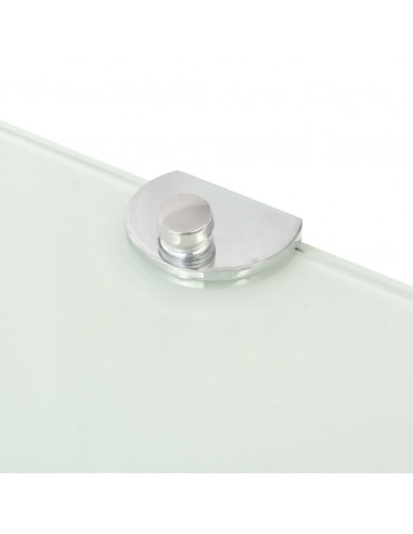 Scaffale Angolare con Supporto in Cristallo Vetro Bianco 35x35 cm