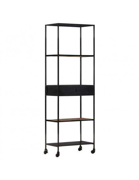 Libreria 60x35x180 cm in Legno di Mango Grezzo e Ferro