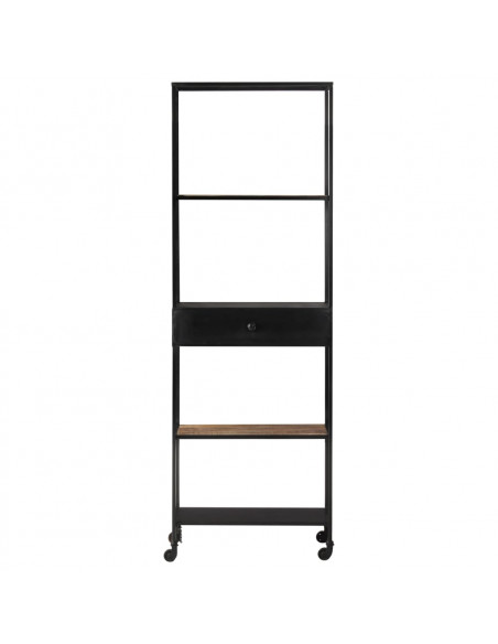 Libreria 60x35x180 cm in Legno di Mango Grezzo e Ferro