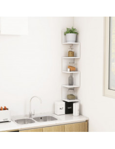 Scaffale Angolare da Parete Bianco 20x20x127,5cm in Multistrato