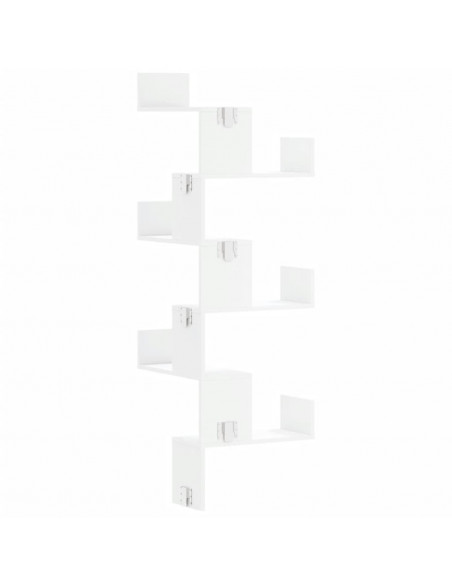 Scaffale Angolare Muro Bianco 45x45x147 cm Legno Multistrato
