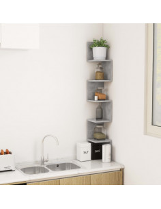 Scaffale Angolare Muro Grigio Cemento 20x20x127,5cm Multistrato 2