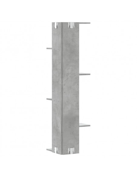 Scaffale Angolare Muro Grigio Cemento 36,5x36,5x140 cm Legno